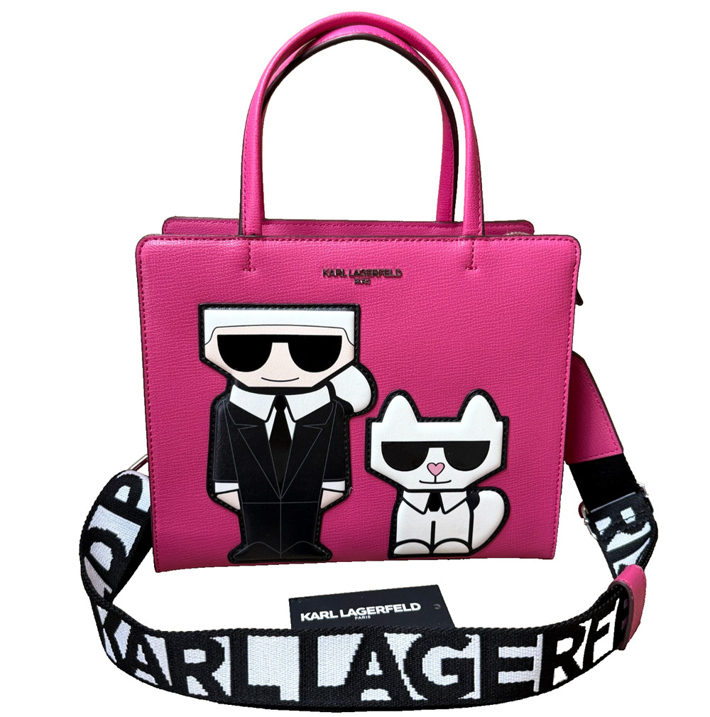 Karl Lagerfeld Maybelle Top Handle Crossbody Bag Pink Choupette Patch Cat New